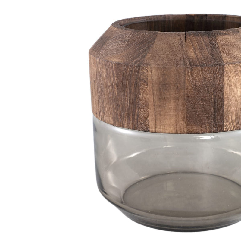 PTMD Vaas Yacin - 20x20x20 cm - Hout - Bruin