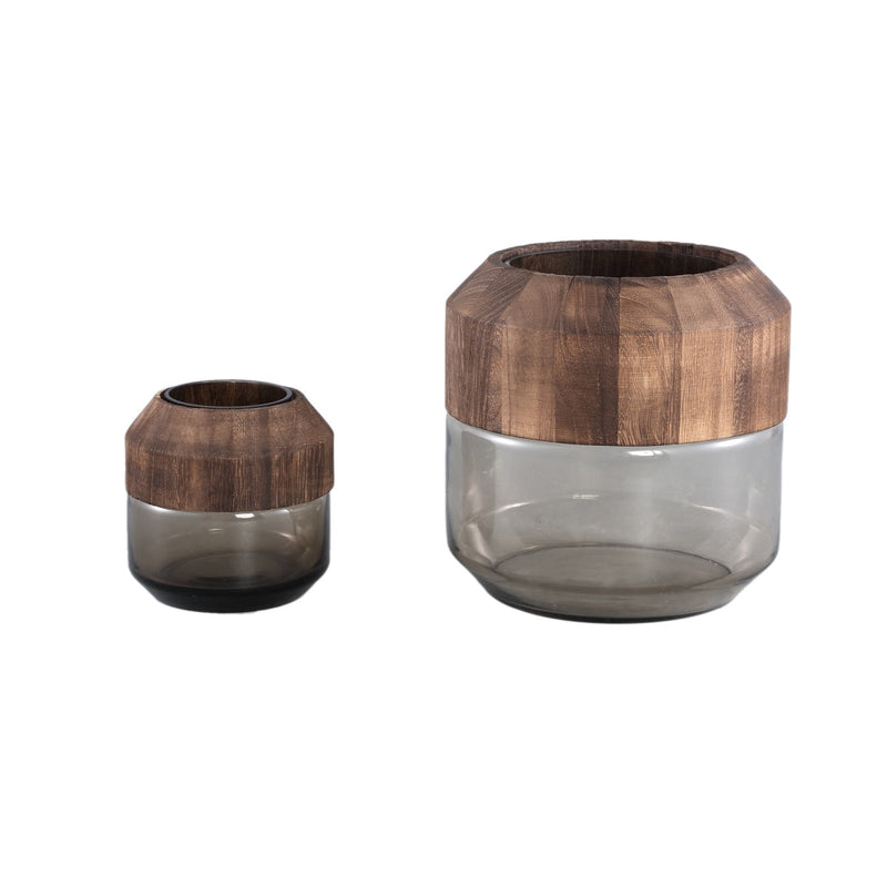 PTMD Vaas Yacin - 20x20x20 cm - Hout - Bruin