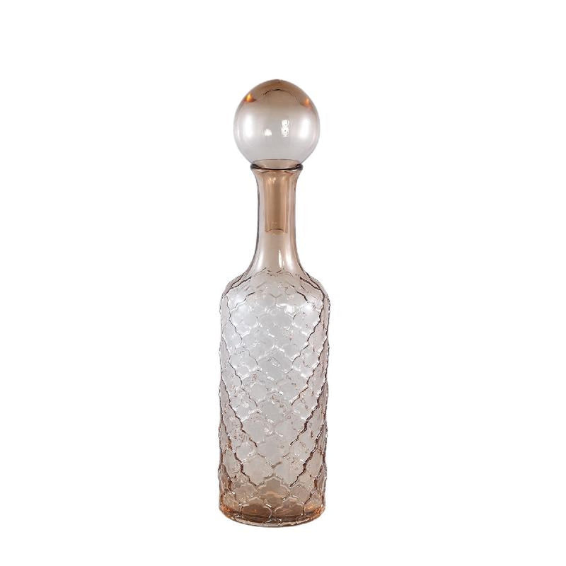PTMD Fles Cianna - 12x12x50 cm - Glas - Bruin