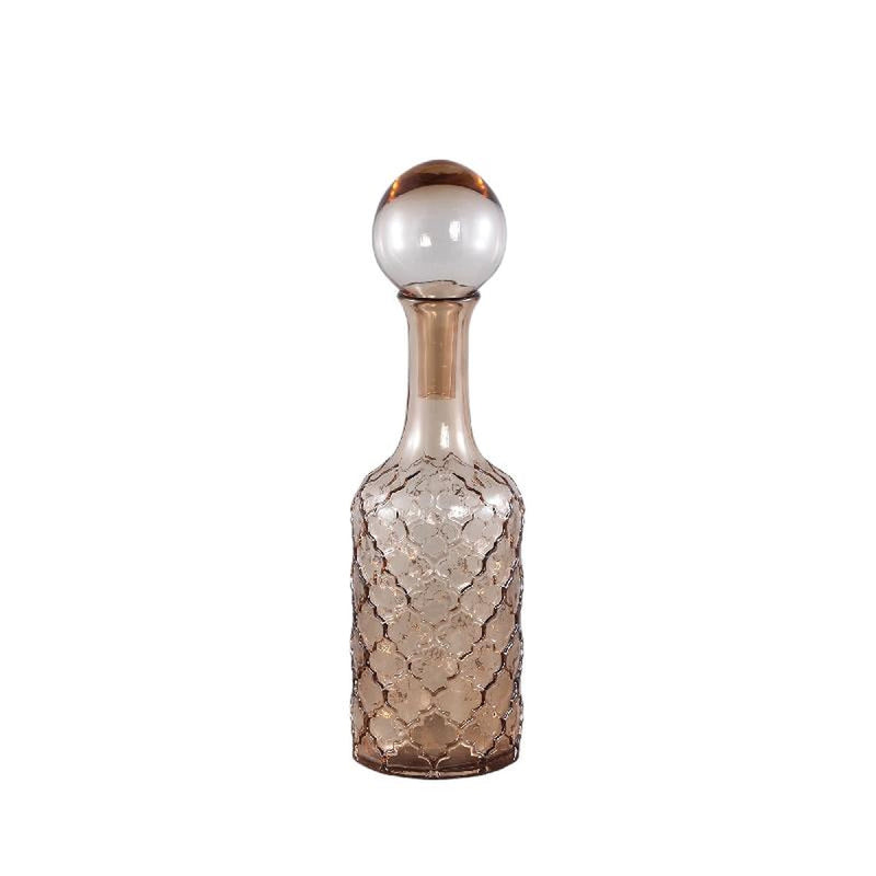 PTMD Fles Cianna - 12x12x43 cm - Glas - Bruin