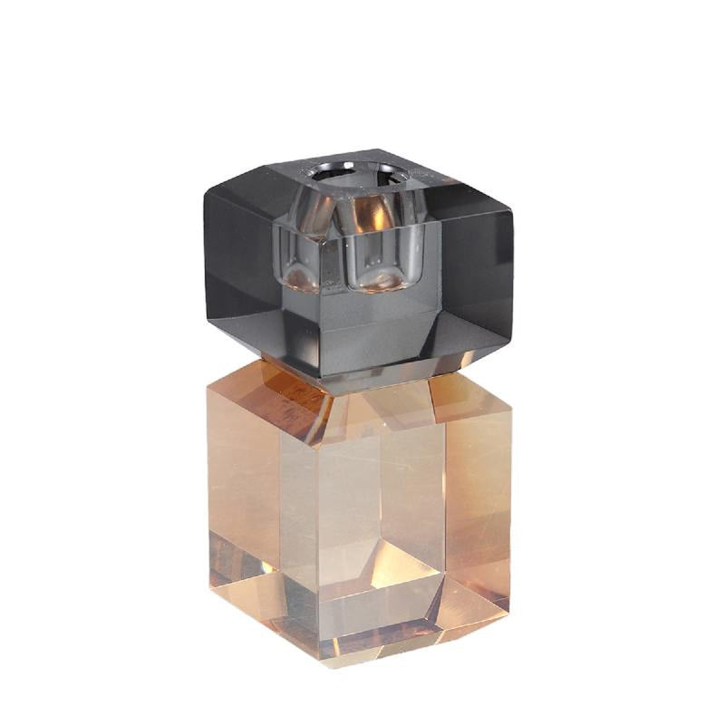 PTMD Kandelaar Allison - 5x5x12 cm - Glas - Bruin