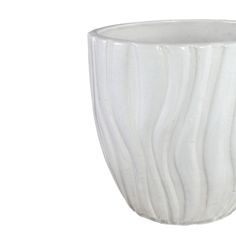 PTMD Bloempot Fionaa - 40x40x40 cm - Keramiek - Wit - Set van 3