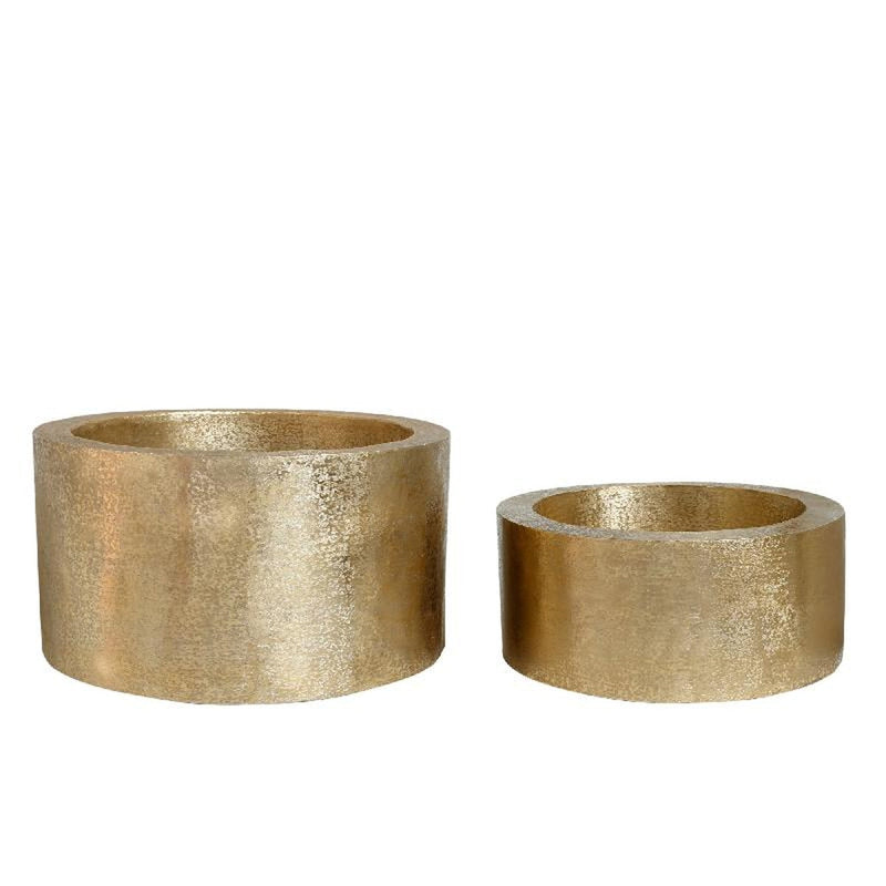 PTMD Bloempot Eviee - 87x87x48 cm - Aluminium - Goud - Set van 2