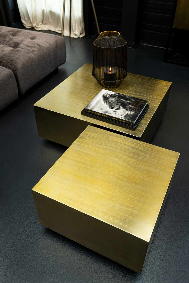 PTMD Salontafel Irvy Gold - 81x81x35 cm - Ijzer - Goud - Set van 2