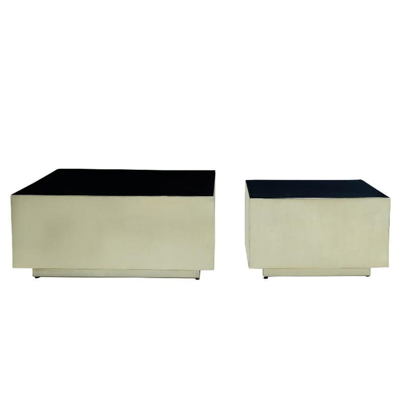 PTMD Salontafel Irvy Gold - 81x81x35 cm - Ijzer - Zwart - Set van 2