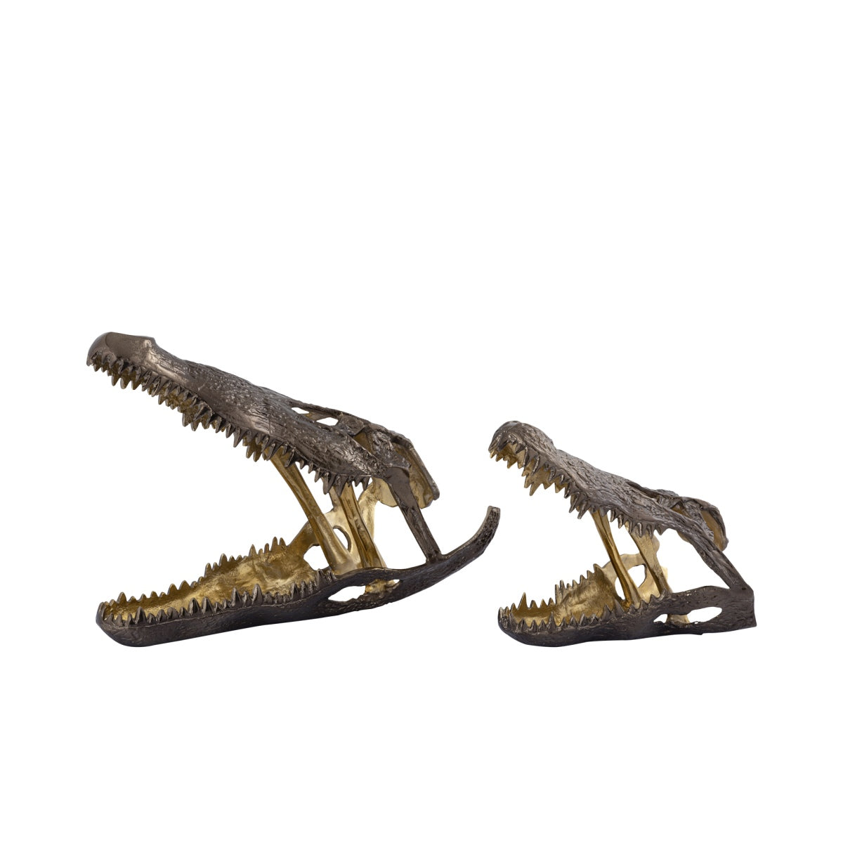 PTMD Deco object Krokodil Lizee - 39x24x29 cm - Aluminium - Messing