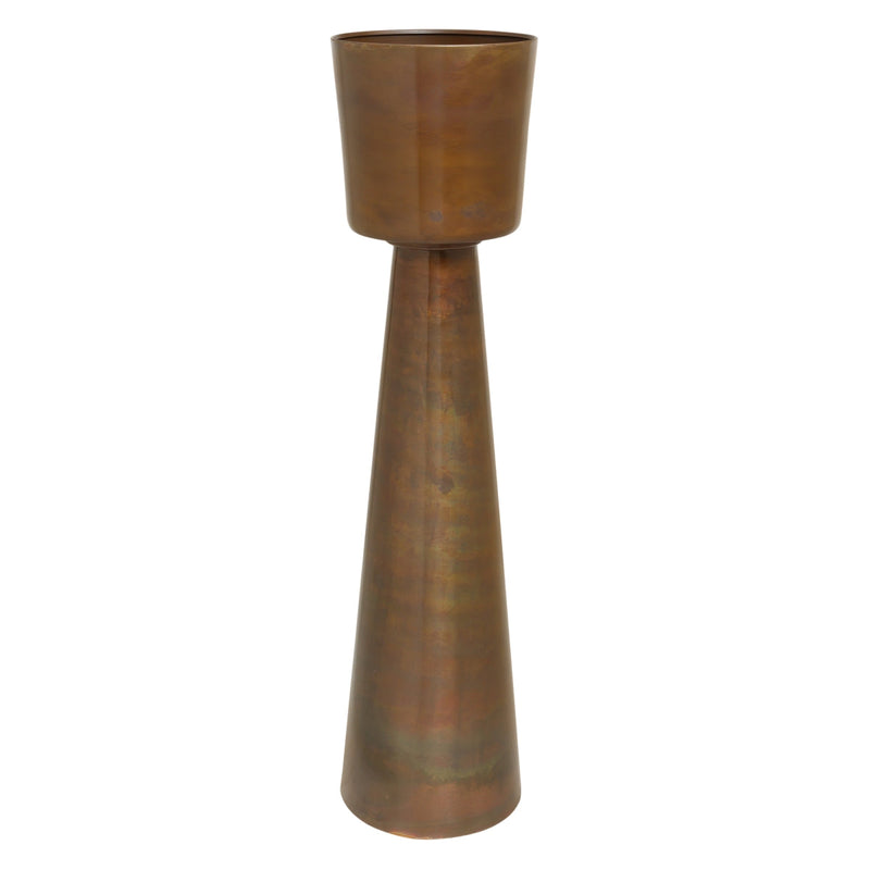 PTMD Bloempot Egson - 23x23x94 cm - Ijzer - Koper - Set van 3