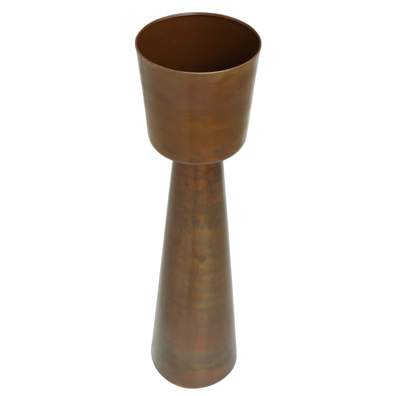 PTMD Bloempot Egson - 23x23x94 cm - Ijzer - Koper - Set van 3