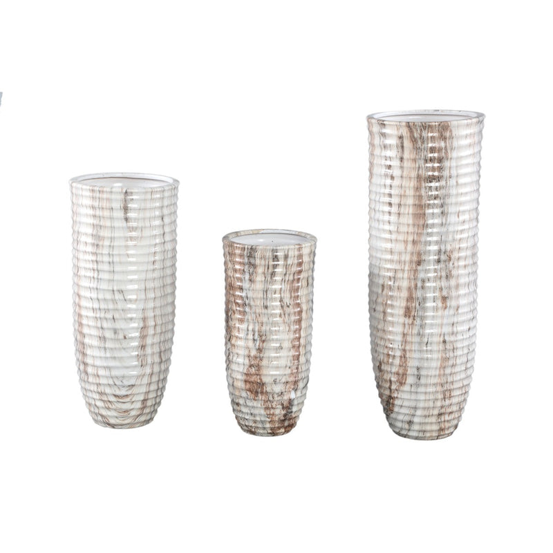 PTMD Bloempot Miami - 16x16x45 cm - Keramiek - Creme