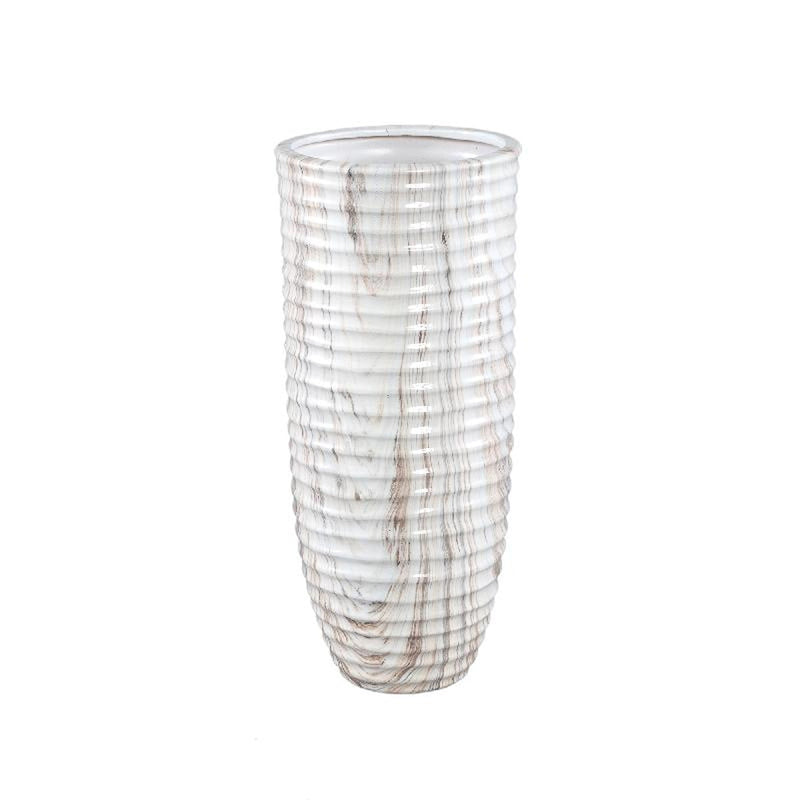 PTMD Bloempot Miami - 15x15x35 cm - Keramiek - Creme