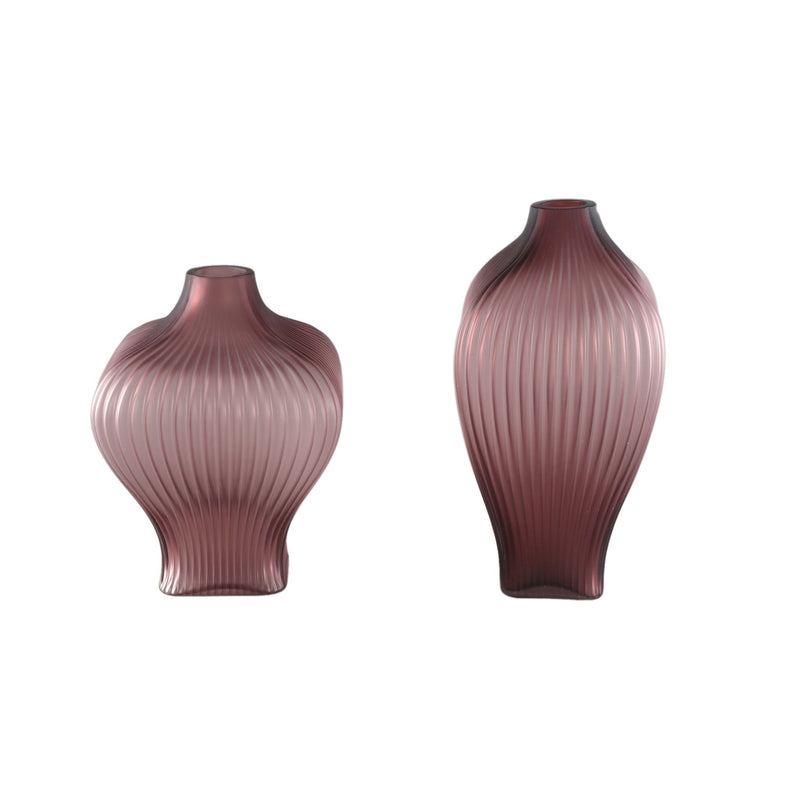 PTMD Vaas Halde Ribbed - 23x23x30 cm - Glas - Paars