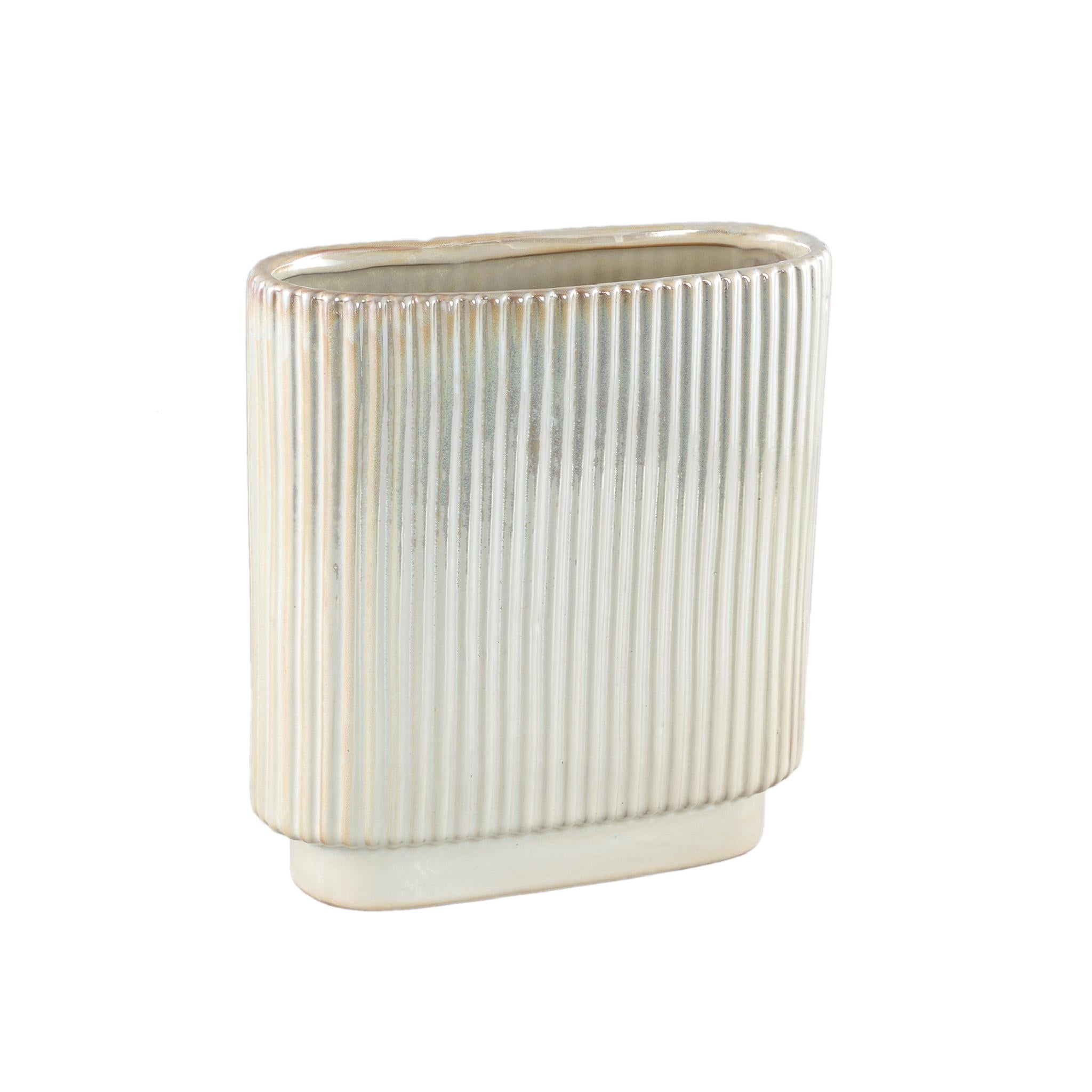 PTMD Bloempot Eviera - 24x8x26 cm - Keramiek - Parel