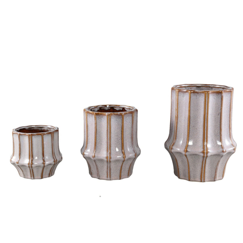 PTMD Bloempot Skyper - 14x14x16 cm - Keramiek - Creme