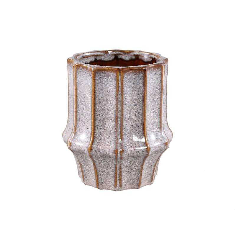 PTMD Bloempot Skyper - 14x14x16 cm - Keramiek - Creme