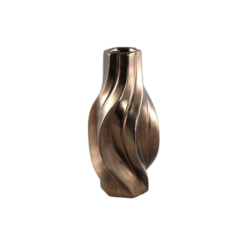 PTMD Bloempot Ivel - 15x15x30 cm - Keramiek - Brons