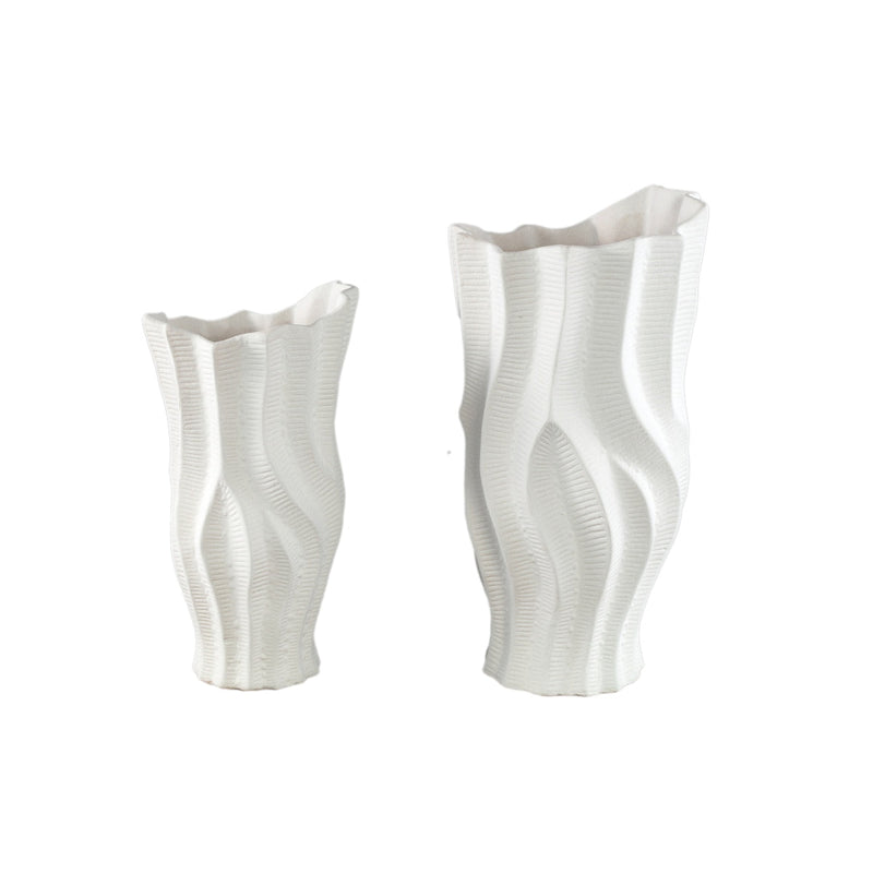 PTMD Bloempot Merc - 19x18x38 cm - Keramiek - Wit