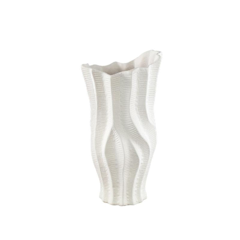 PTMD Bloempot Merc - 16x15x31 cm - Keramiek - Wit