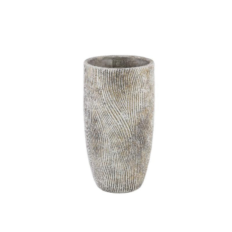 PTMD Bloempot Linc - 16x16x30 cm - Cement - Grijs