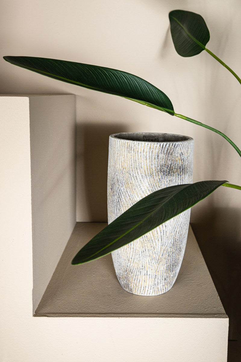 PTMD Bloempot Linc - 20x20x45 cm - Cement - Grijs