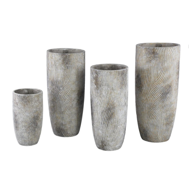 PTMD Bloempot Linc - 20x20x45 cm - Cement - Grijs