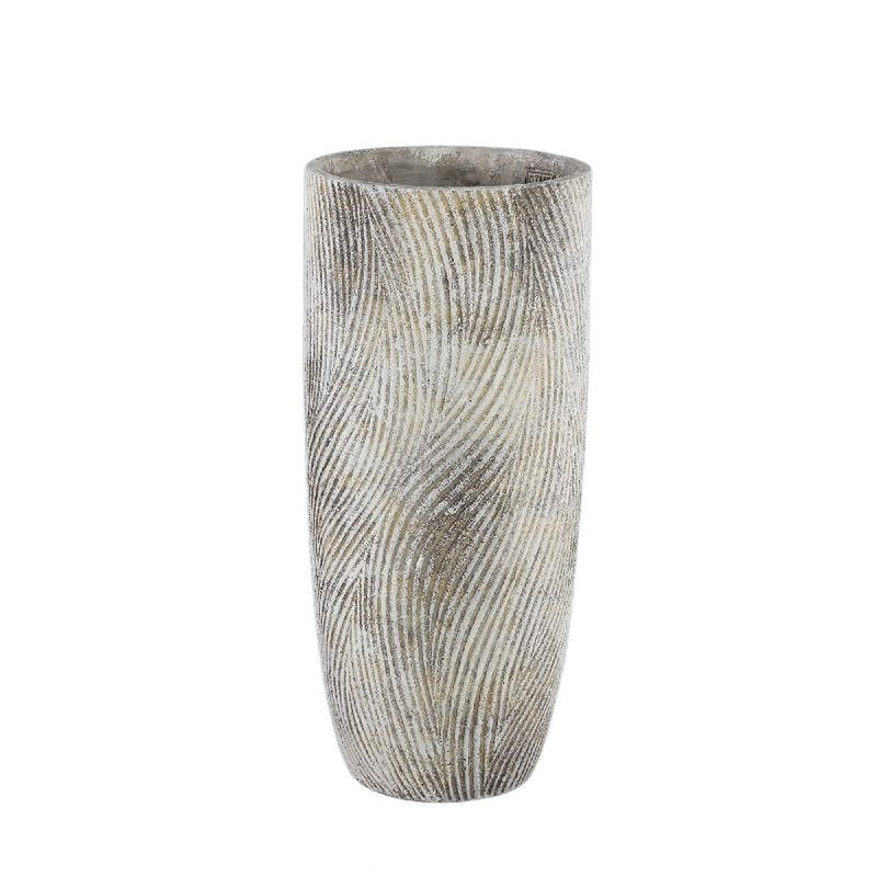 PTMD Bloempot Linc - 20x20x45 cm - Cement - Grijs