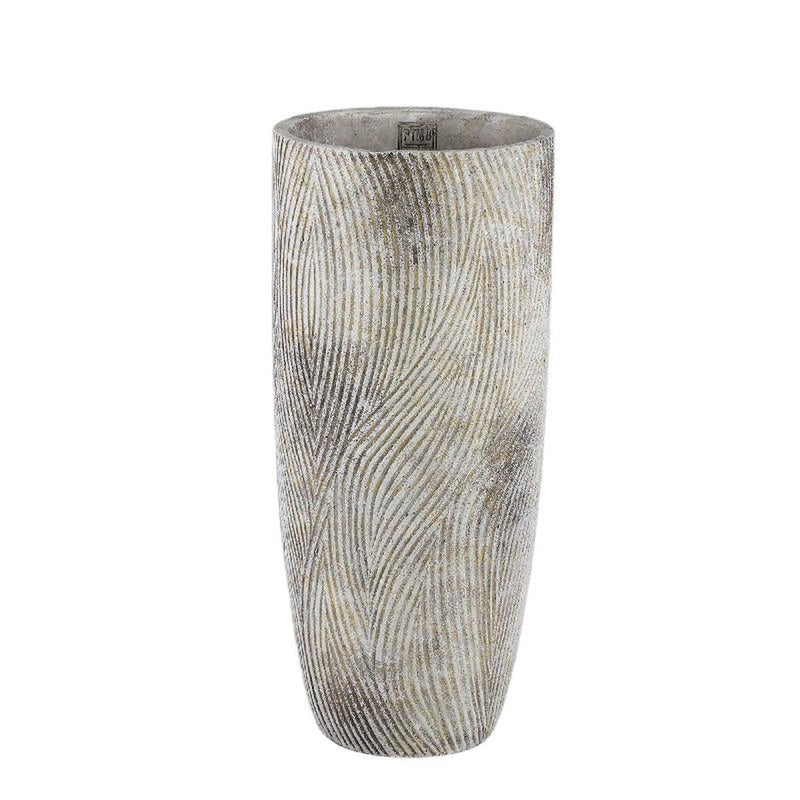 PTMD Bloempot Linc - 22x22x50 cm - Cement - Grijs