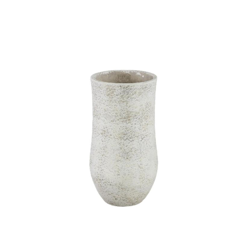 PTMD Bloempot Dorin - 16x16x30 cm - Cement - Wit