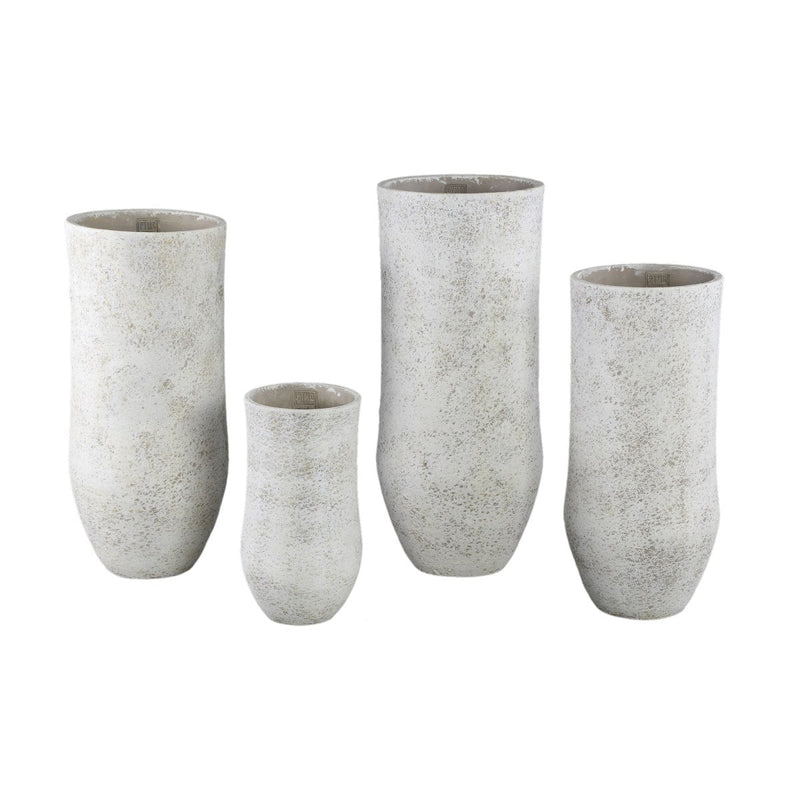 PTMD Bloempot Dorin - 24x24x55 cm - Cement - Wit