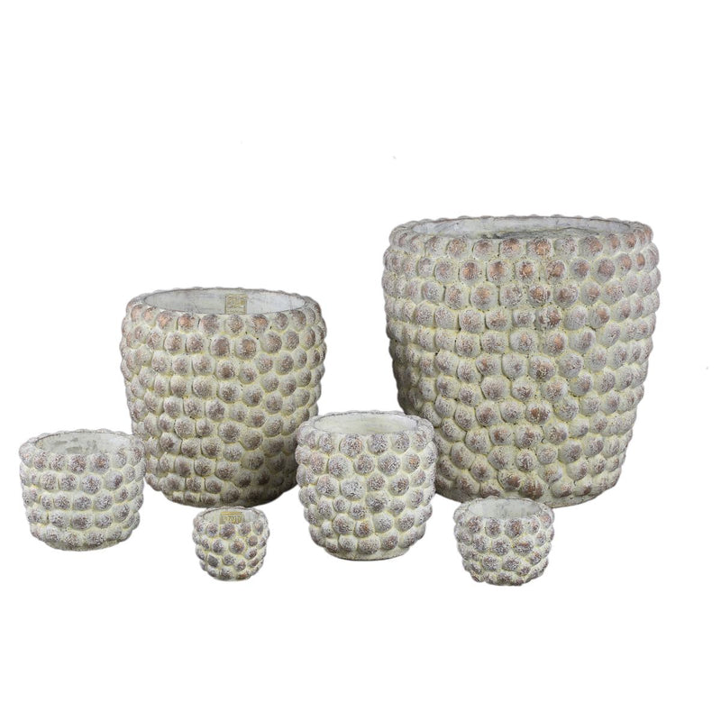 PTMD Bloempot Ruis - 30x30x30 cm - Cement - Creme