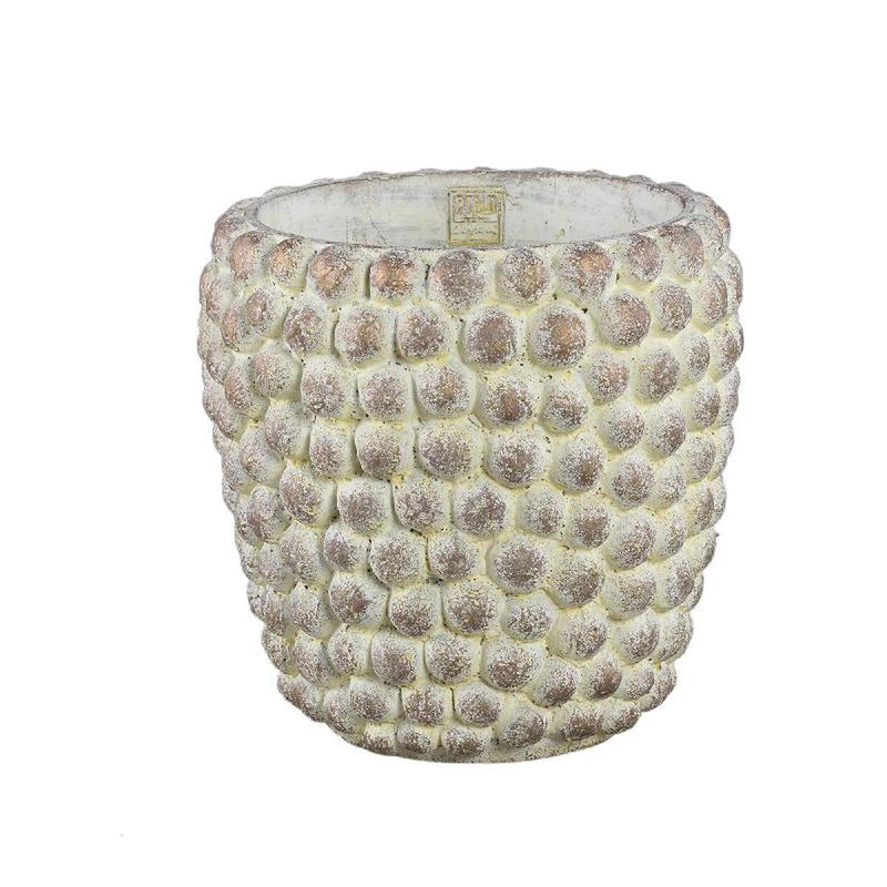 PTMD Bloempot Ruis - 30x30x30 cm - Cement - Creme