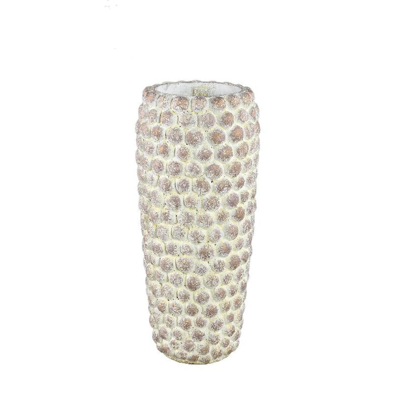PTMD Bloempot Ruis - 22x22x50 cm - Cement - Creme