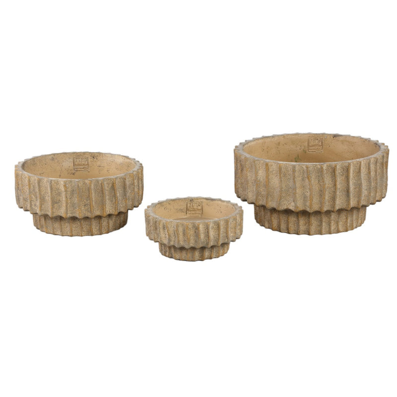 PTMD Bloempot Mitty - 25x25x12 cm - Cement - Bruin