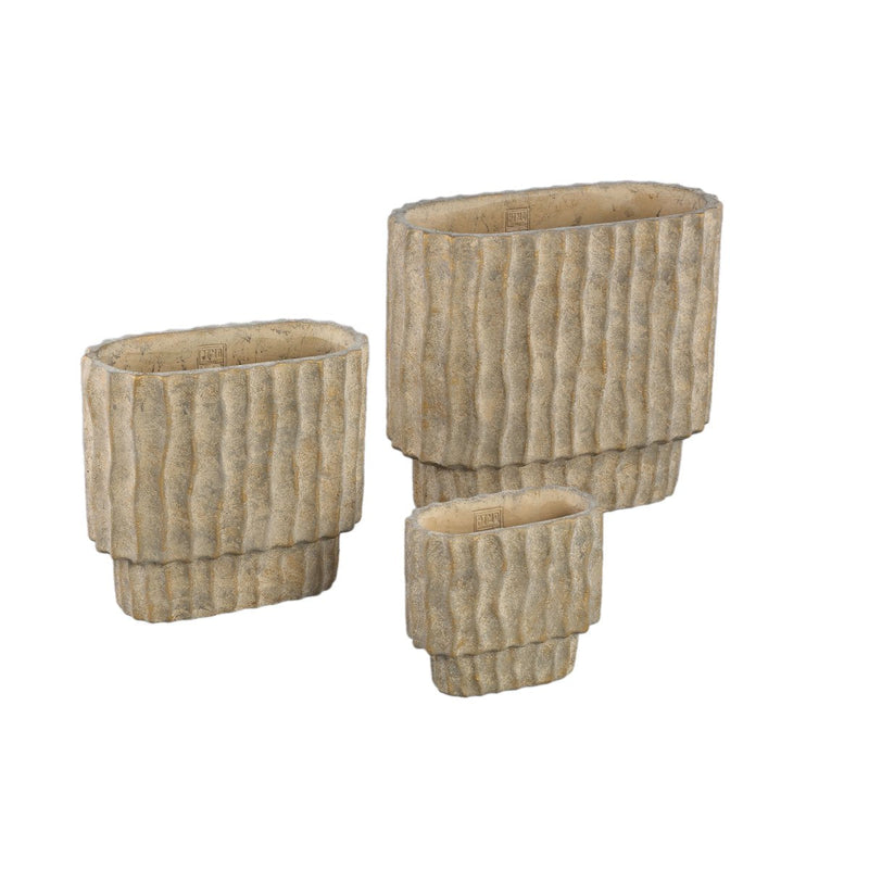 PTMD Bloempot Mitty - 40x20x36 cm - Cement - Bruin