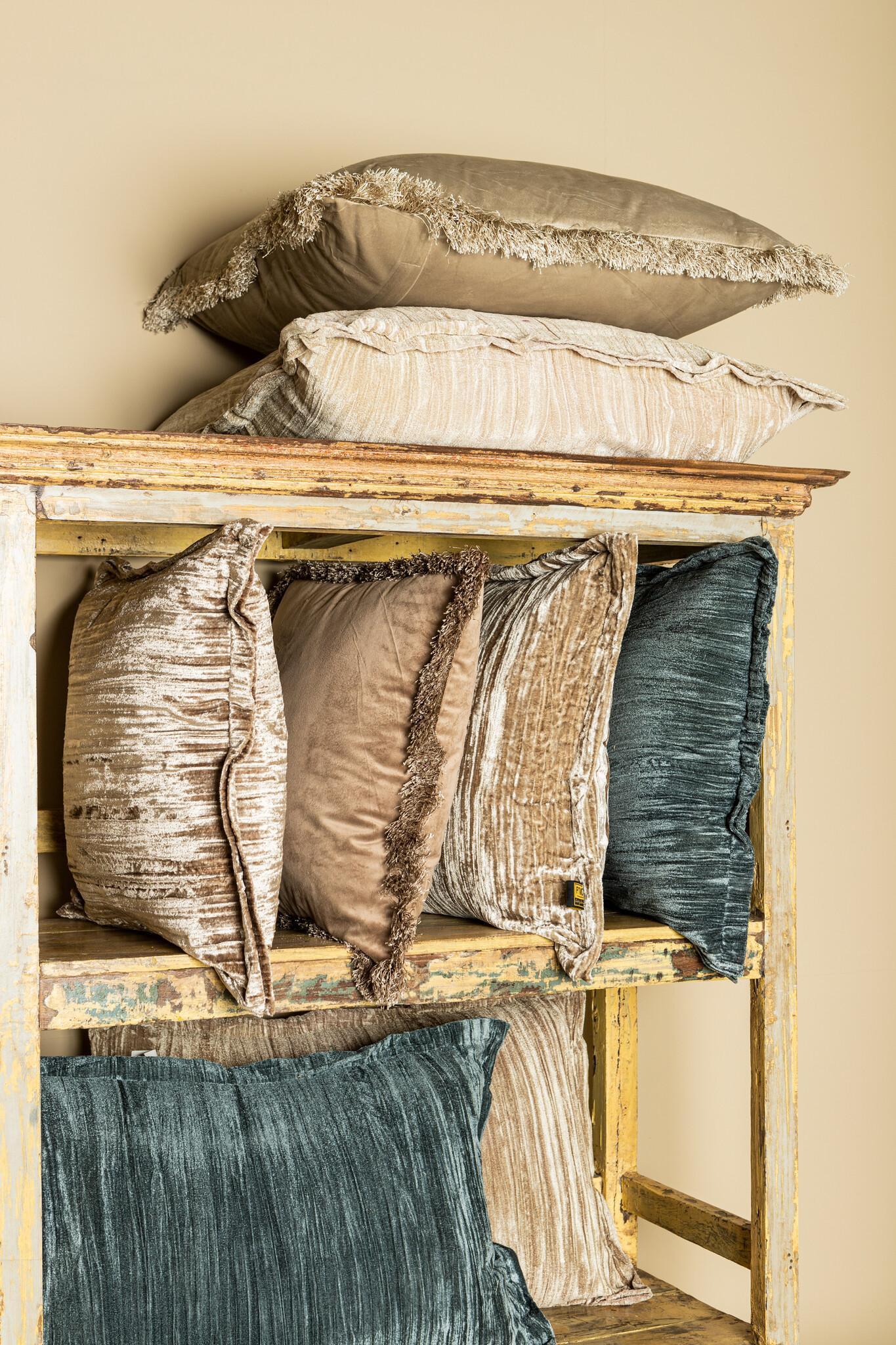 PTMD Nous Sierkussen - 60x3x40 cm - Fluweel - Taupe