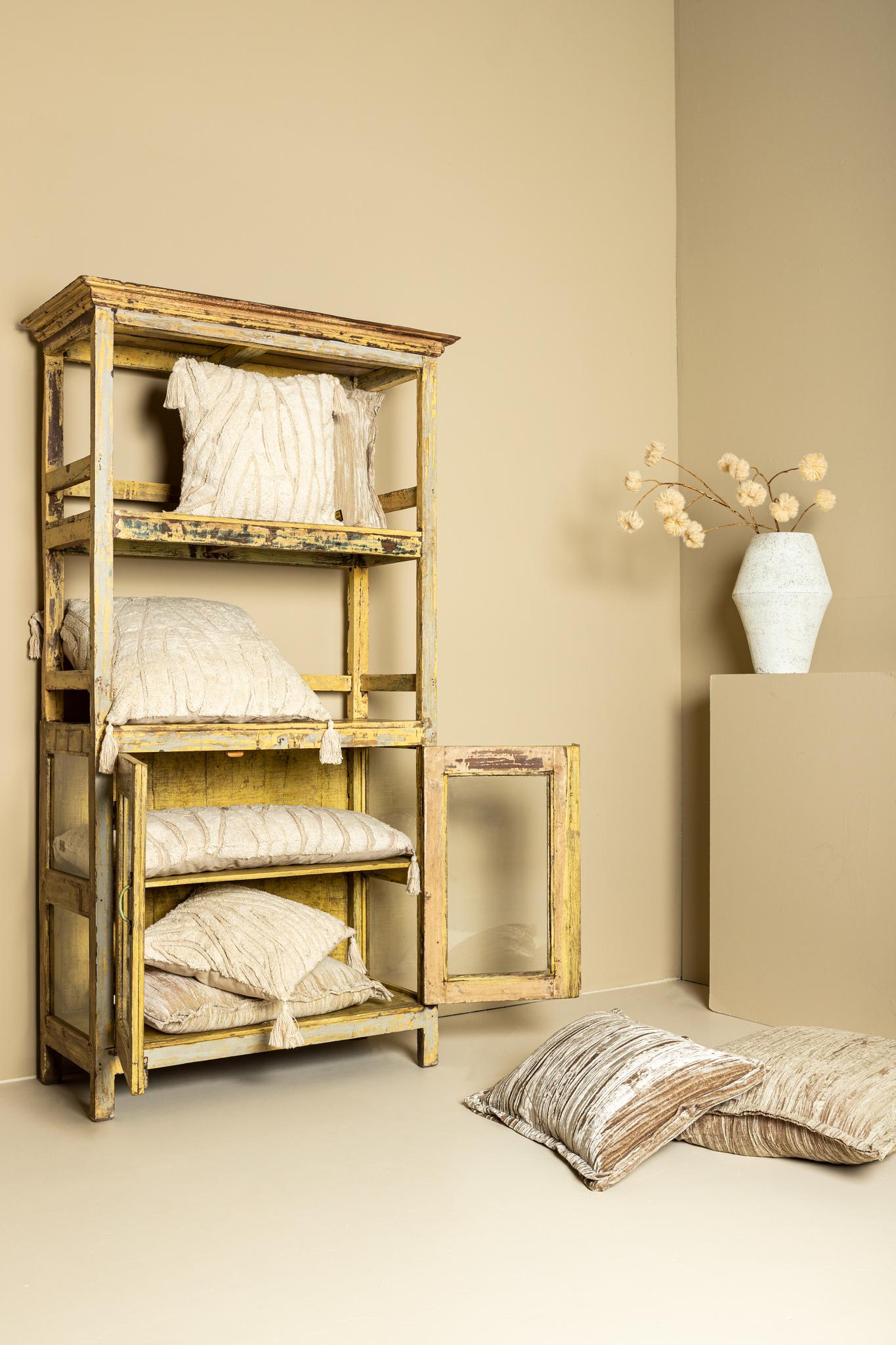 PTMD Senny Sierkussen - 60x3x60 cm - Fluweel - Beige