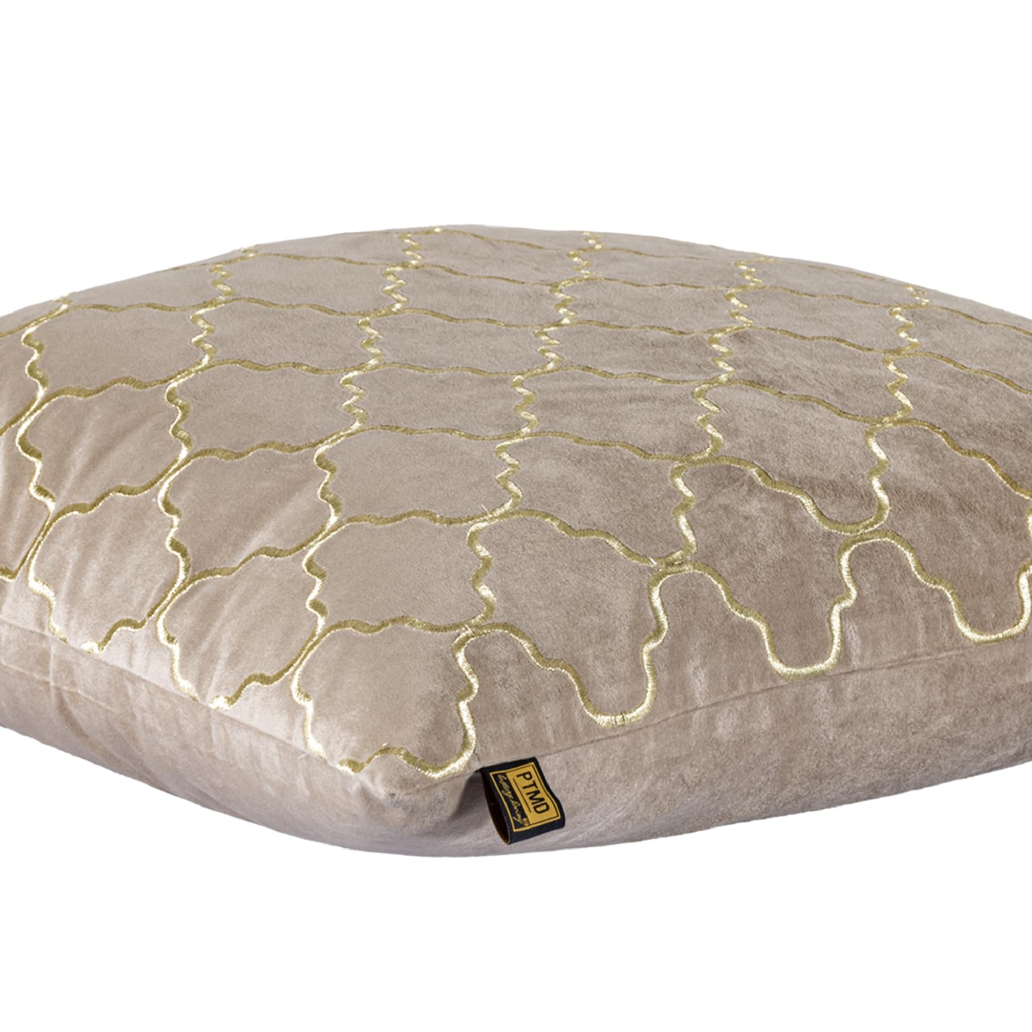 PTMD Lizze Sierkussen - 60x3x60 cm - Fluweel - Beige