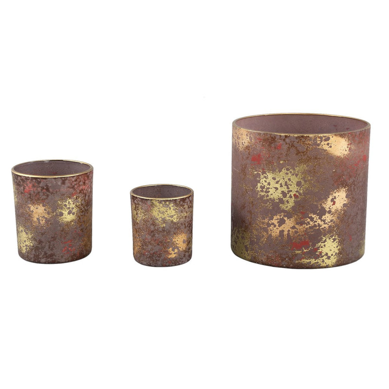 PTMD Windlicht Esme - 15x15x15 cm - Glas - Bruin