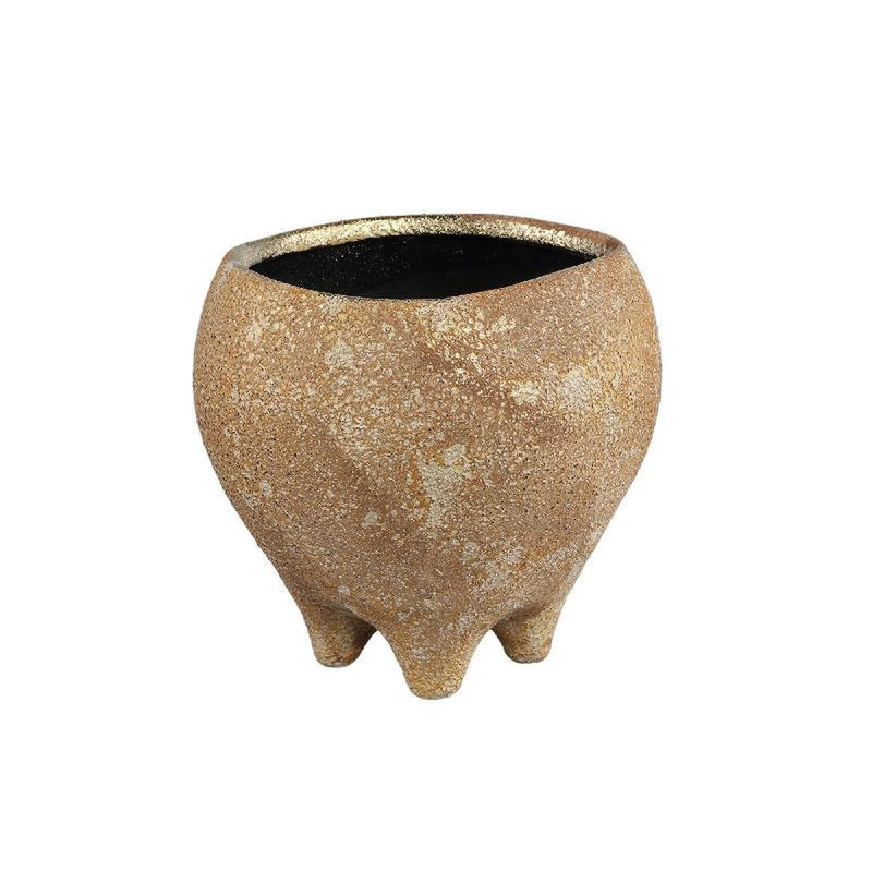 PTMD Bloempot Elane - 17x17x16 cm - Keramiek - Bruin