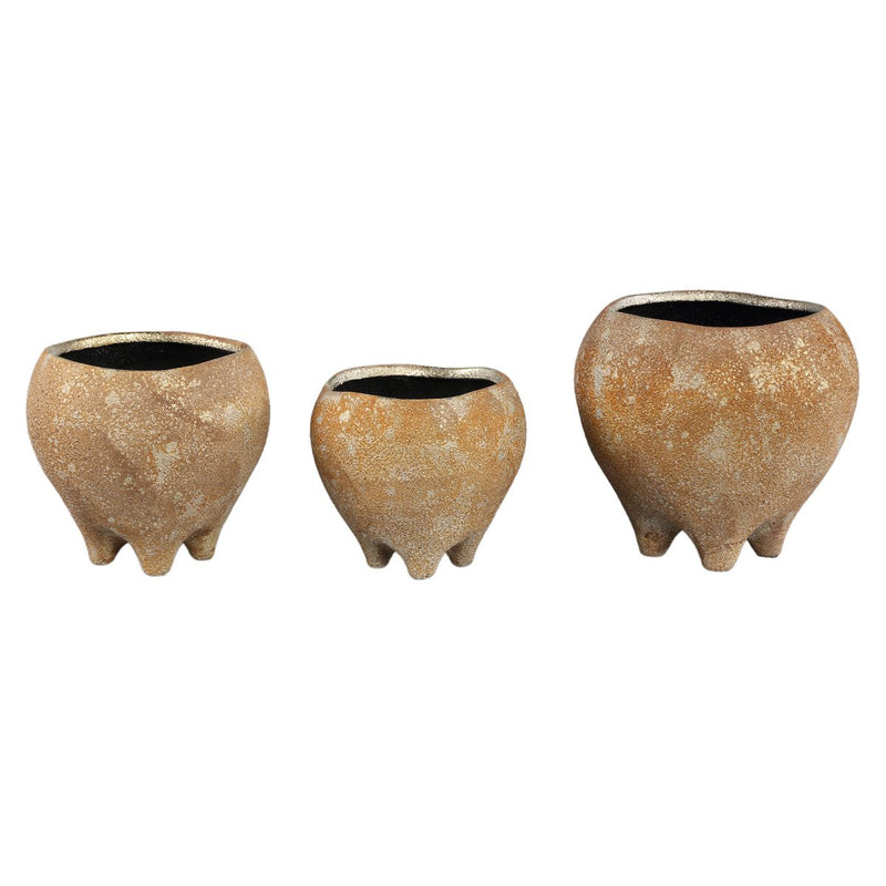 PTMD Bloempot Elane - 15x15x14 cm - Keramiek - Bruin