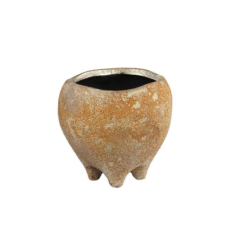 PTMD Bloempot Elane - 15x15x14 cm - Keramiek - Bruin