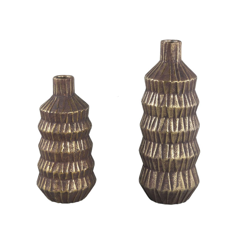 PTMD Fles Izra - 12x12x26 cm - Keramiek - Goud