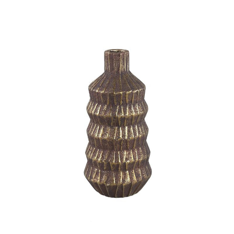 PTMD Fles Izra - 12x12x26 cm - Keramiek - Goud