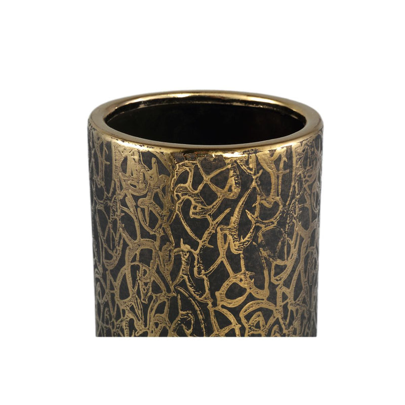 PTMD Bloempot Deon - 12x12x35 cm - Keramiek - Grijs