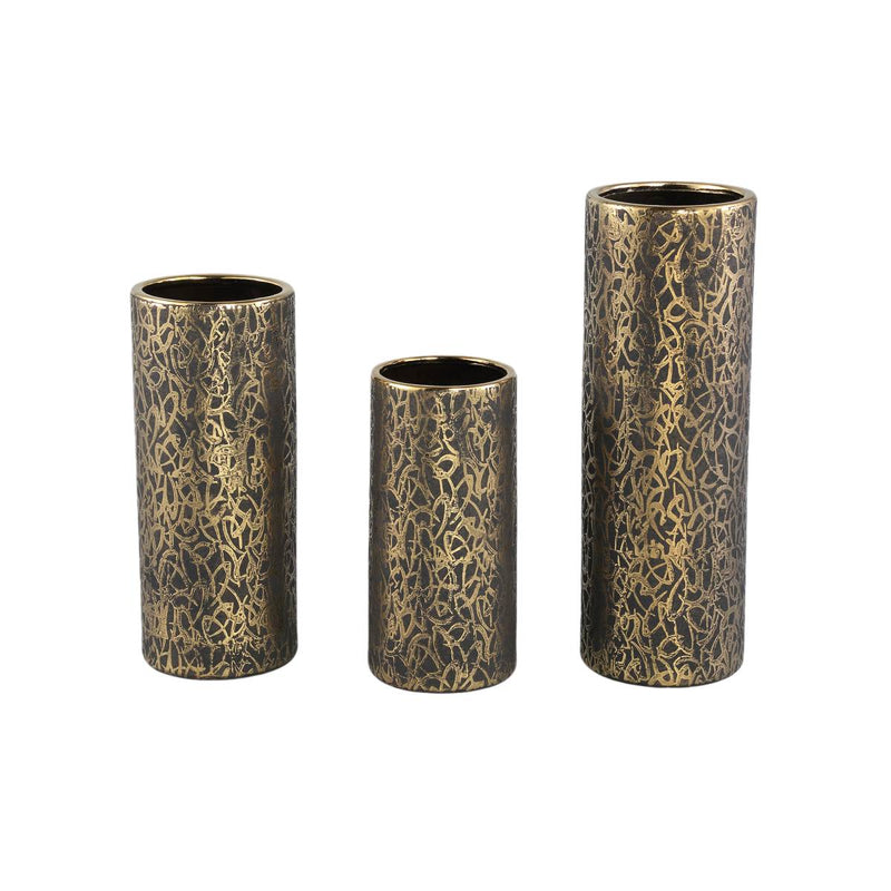 PTMD Bloempot Deon - 11x11x28 cm - Keramiek - Grijs