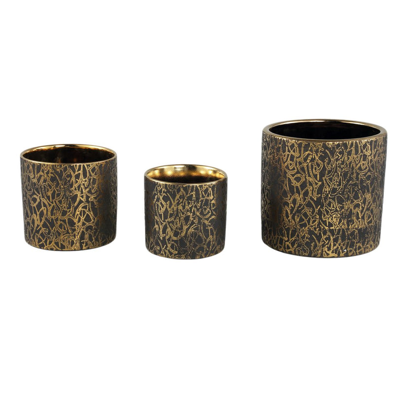 PTMD Bloempot Deon - 17x17x17 cm - Keramiek - Grijs