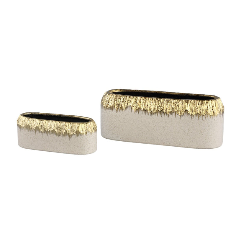 PTMD Bloempot Coira - 30x9x11 cm - Keramiek - Goud