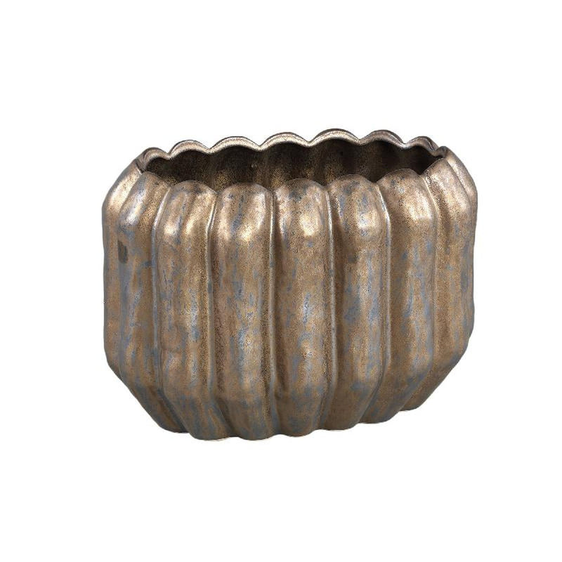 PTMD Bloempot Seattle - 28x18x20 cm - Keramiek - Brons