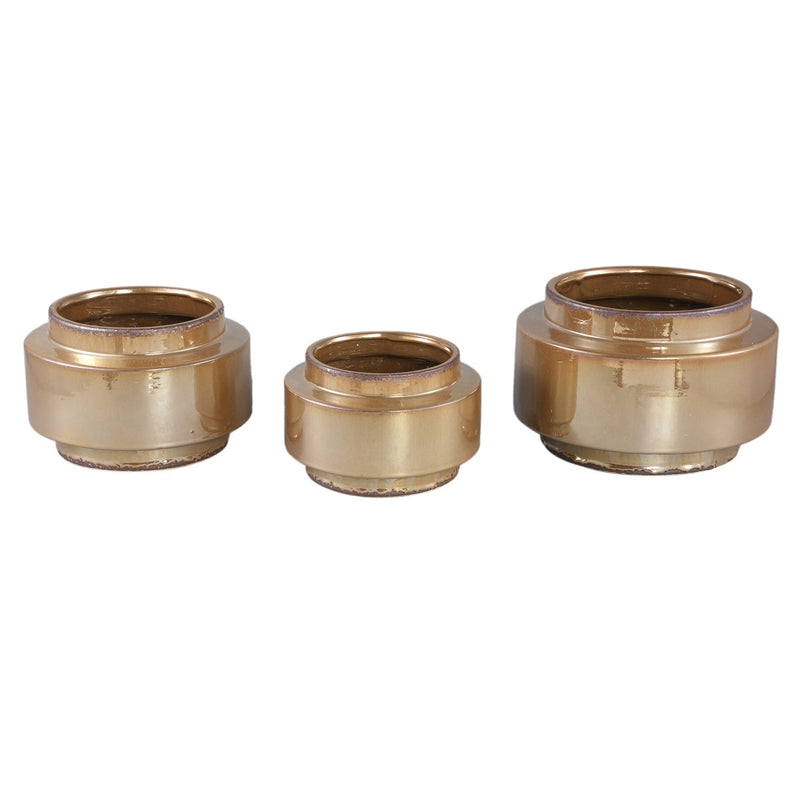 PTMD Bloempot Melodi - 22x22x14 cm - Keramiek - Brons