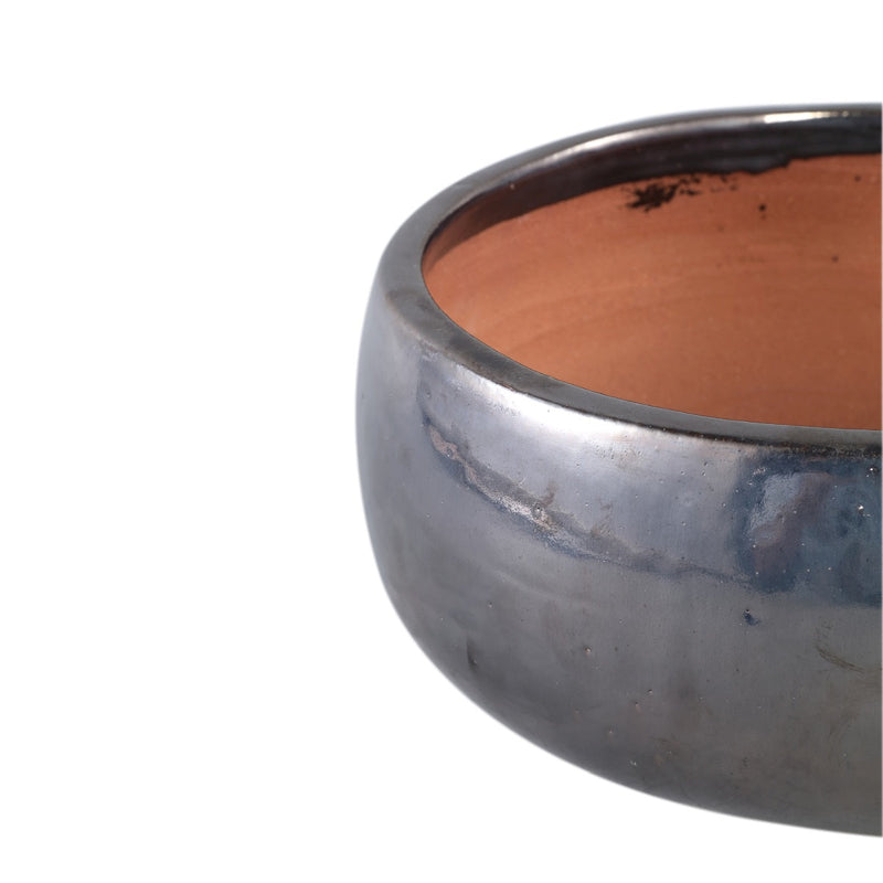 PTMD Bloempot Nayaa - 30x30x14 cm - Keramiek - Zilver - Set van 2