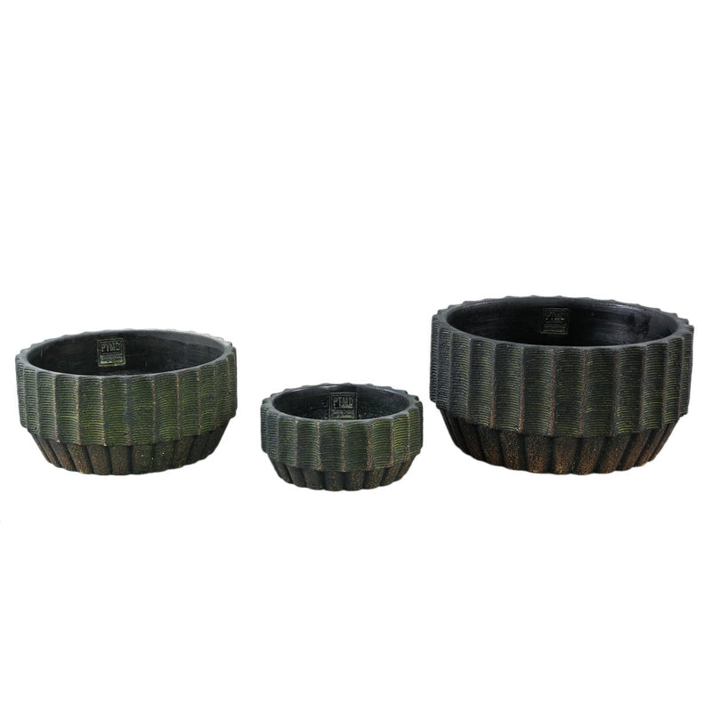 PTMD Bloempot Niki - 25x25x12 cm - Cement - Groen